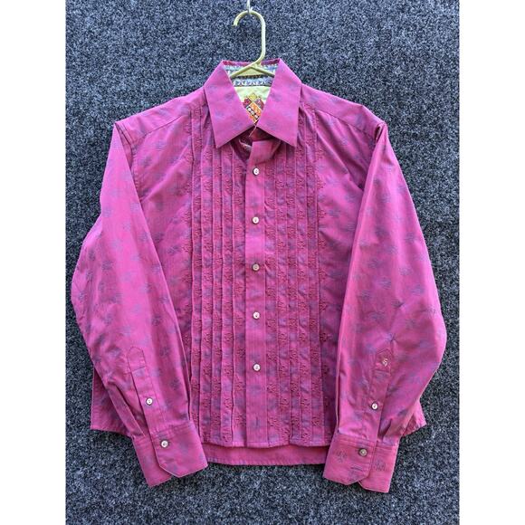 Robert Graham Shirt Mens Med Long Sleeve Embroidered Floral Stripes - Picture 1 of 8